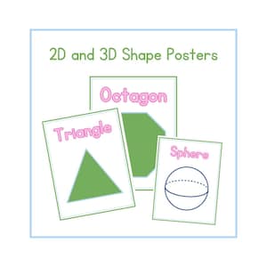 Grandmillenial Classroom Shape Posters, Printable, 2D, 3D