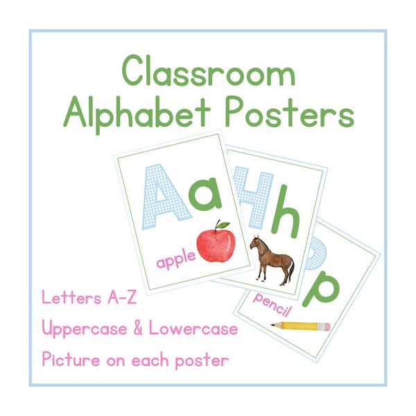 Grandmillenial Classroom Alphabet Posters, Printable