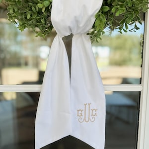 Personalized Embroidered Wreath Sash - Custom Decor for Holidays, Events, and Seasons -  Choose Color & Font