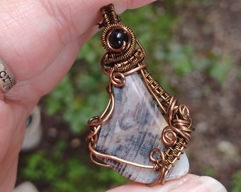 Oregon Petrified Wood Wire Wrapped Pendant. Petrified Wood Necklace. Boho Crystal Pendant Necklace. Reiki Jewelry. Wrapling