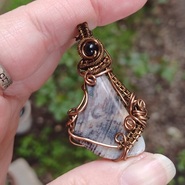 Oregon Petrified Wood Wire Wrapped Pendant. Petrified Wood Necklace. Boho Crystal Pendant Necklace. Reiki Jewelry. Wrapling