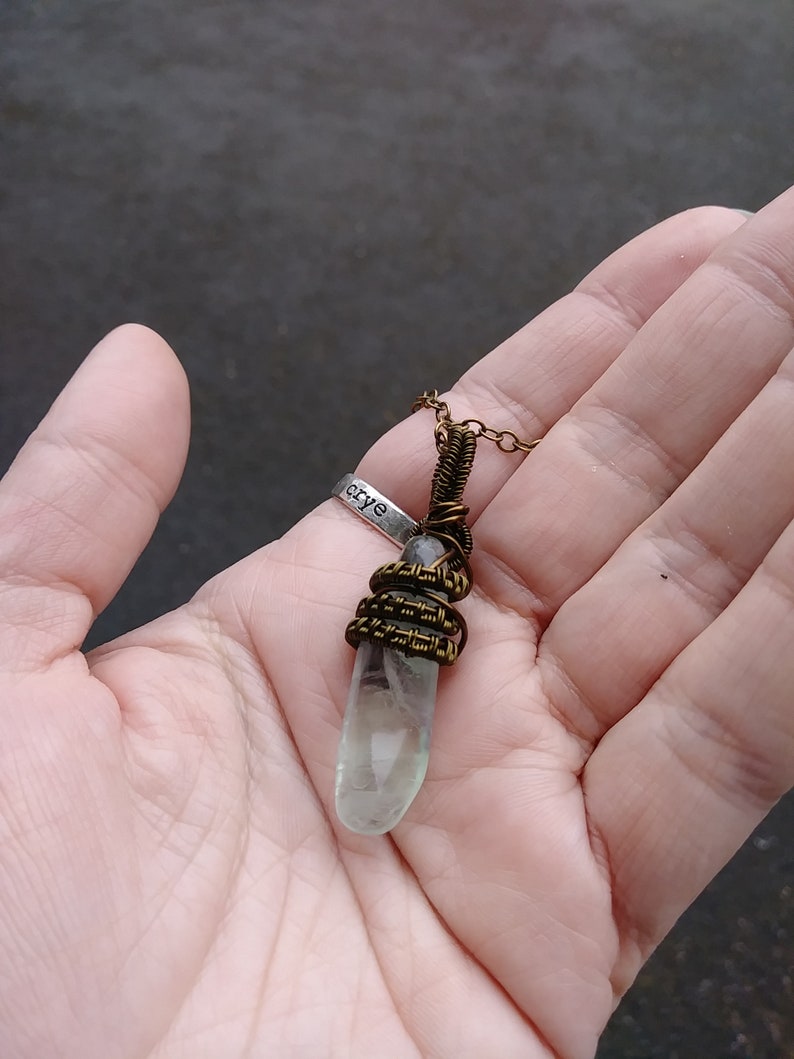 Fluorite Crystal Jewelry Small Fluorite Necklace Crystal Boho Jewelry Fluorite Wire Wrapped Pendant Necklace Fluorite Wire Wrap