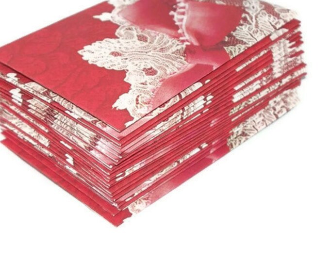 Mini Envelopes business Card Size 24 Red and White Lace Etsy
