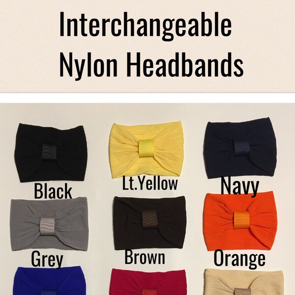 Baby Girl Nylon Interchangeable Headband / Nylon Headband / Toddler Headband / Girl Turban / 55 Solid Colors / Turban / Hair Accessories