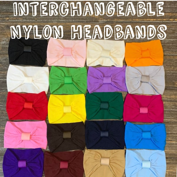 Interchangeable Nylon Baby Headbands 3" Wide Wholesale Stretch Elastic Headband Supplies You Pick Colors Clip On Bows Newborn Infant Babies
