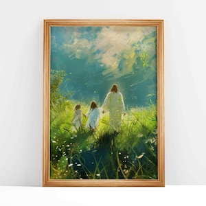 Walk Beside Me | Jesus With Kids | Christian Oil Painting | Christian wall art | Jesus bild | Jesus wall art | DIGITAL DOWNLOAD #10