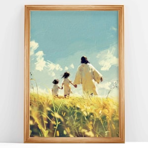 Walking with Jesus | Jesus With Kids | Christian Oil Painting | Christian wall art | Jesus bild | Jesus wall art | DIGITAL DOWNLOAD #18