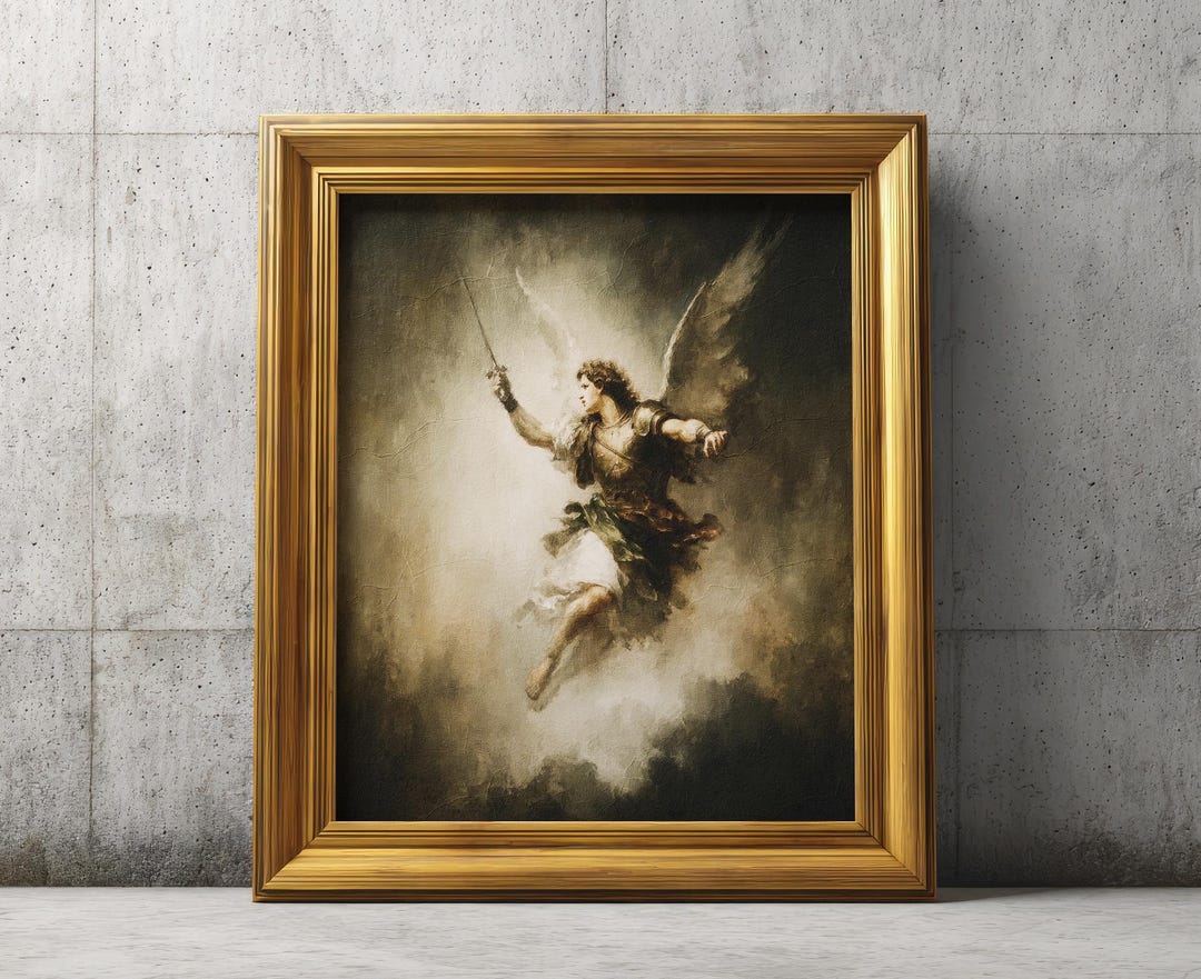 Archangel Michael Warrior Angel Art, Saint Michael With Sword Oil ...