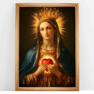 Immaculate Heart of the Virgin Mary | Catholic Wall Art | Mother Mary Painting | Lady of Grace | DIGITAL DOWNLOAD #25