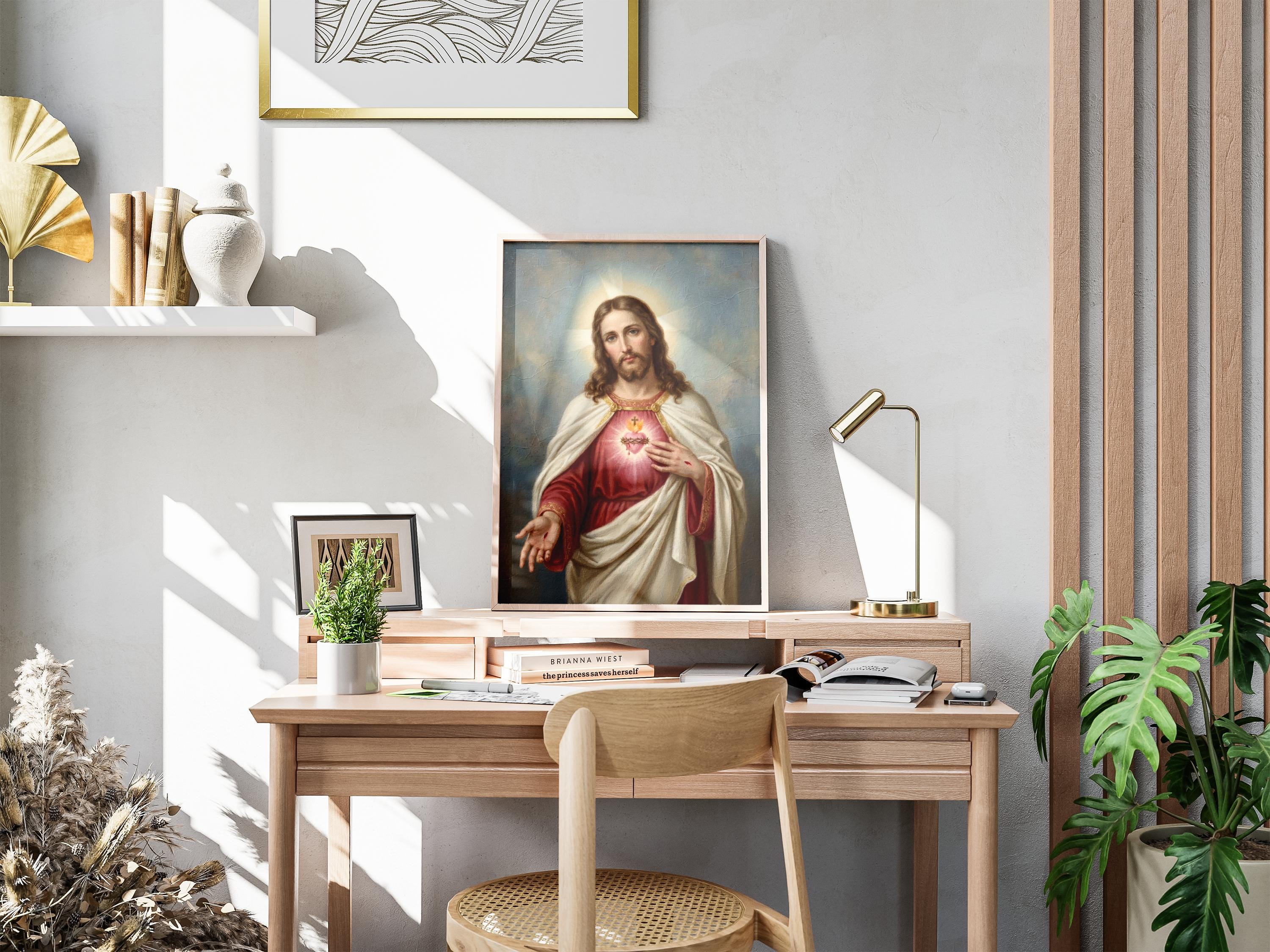 Sacred Heart of Jesus Canvas Print, Catholic Wall Art Christ Blessing ...
