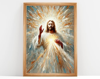 Sacred Heart of Jesus Art Print: Antique Divine Light (Digital Download)