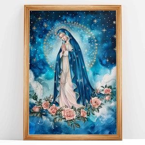 Celestial Grace, Mother Mary, Our Lady, Oil Painting, Catholic Printable | Catholic Art | DIGITAL DOWNLOAD #74
