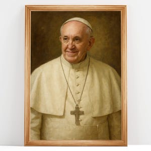 Pope Francis Portrait, Catholic Wall Art, Religious Home Decor, Vatican Artwork, Holy Father Faith Gift, Christian Art,DIGITAL DOWNLOAD #289