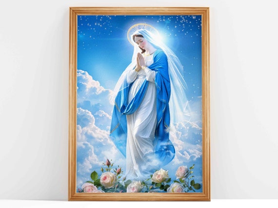 星の聖母の版画：聖母マリアのカトリック美術（デジタルダウンロード