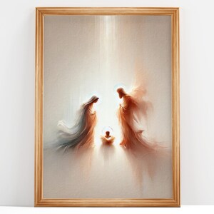 Divine Light Nativity, Nativity Scene | Image of The Holy Family | Oil Painting, Catholic Printable | Catholic Art | DIGITAL DOWNLOAD #232