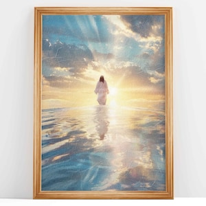 Divine Serenity, Jesus Walking on Water, Jesus Oil Painting, Bible Verse Wall Art, Christian Art | DIGITAL DOWNLOAD #29