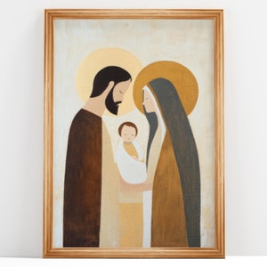 Sacred Family, Nativity Scene, Holy Family, Image of The Holy Family | Oil Painting, Catholic Printable | Catholic Art DIGITAL DOWNLOAD #199
