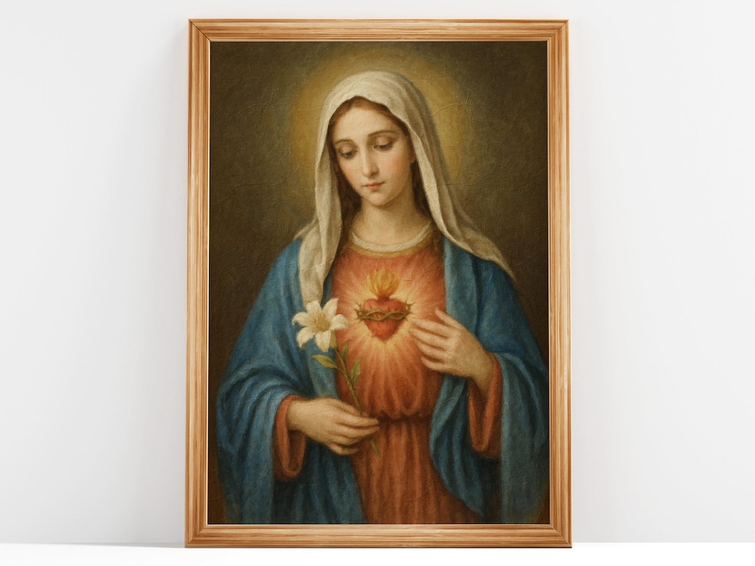 Immaculate Heart of Mary Art Print: Catholic Lady of Grace (digital ...