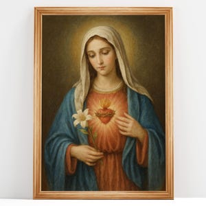 Immaculate Heart of Mary – Classic Catholic Wall Art | Catholic Wall Art | Mother Mary Painting | Lady of Grace | DIGITAL DOWNLOAD #296