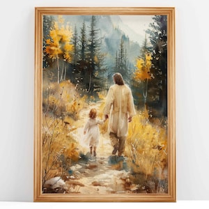 Walking with Jesus | Jesus With Kids | Christian Oil Painting | Christian wall art | Jesus bild | Jesus wall art | DIGITAL DOWNLOAD #20