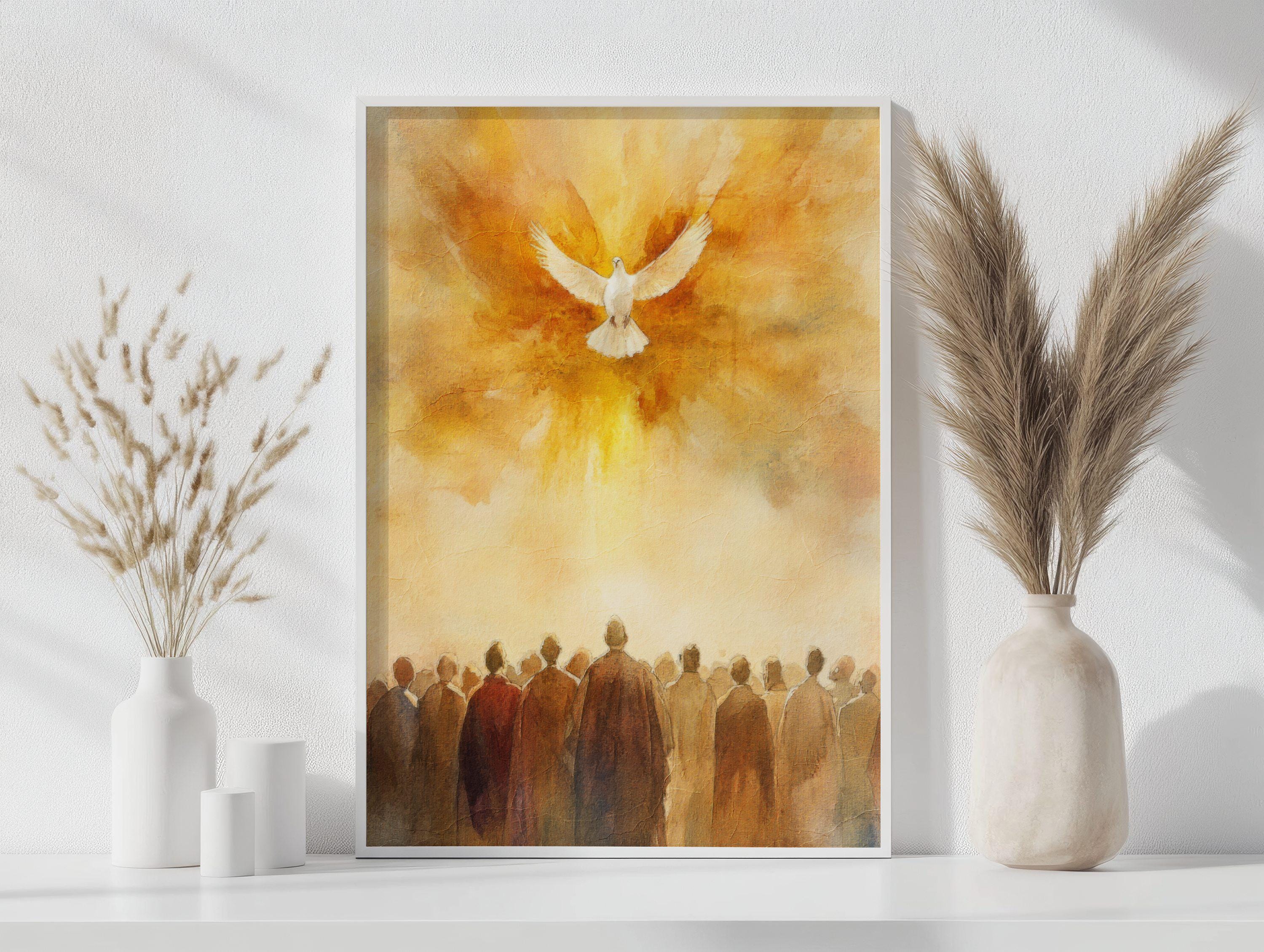 Holy Spirit Watercolor Print: Pentecost Christian Wall Art (digital ...