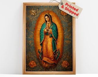 Our Lady of Guadalupe Icon | Virgin Mary Wall Art | Catholic Religious Painting | Mexican Madonna Canvas Print