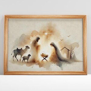 Holy Night, Nativity Scene | Image of The Holy Family | Oil Painting, Catholic Printable | Catholic Art | DIGITAL DOWNLOAD #212