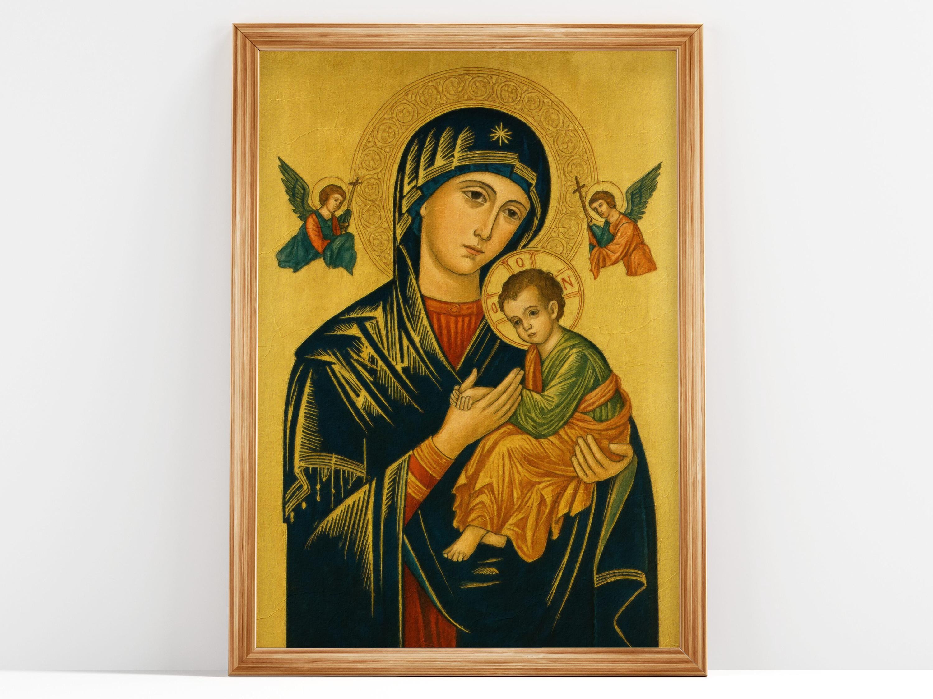 Our Lady Of Perpetual Help Handmade Greek Orthodox Icon Of