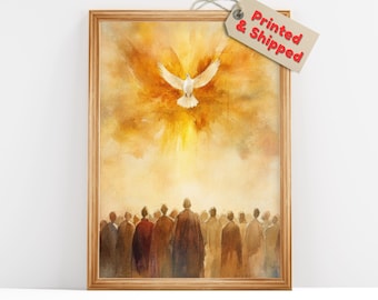 Holy Spirit Dove Watercolor | Pentecost Art | Christian Wall Decor | Descent of the Spirit Painting 288