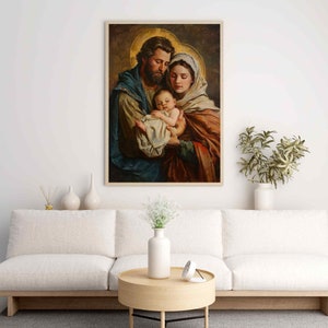 Holy Family Oil Painting Art Print: Catholic Home Decor (digital ...