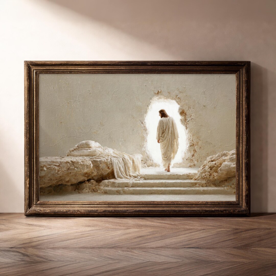 He is Risen Empty Tomb Landscape Art Print | Resurrection Catholic Wall ...