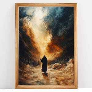 Moses Parting the Red Sea, Christian Art, Religious Wall Decor, Faith-Based Home Artwork, Printable, Christian Art | DIGITAL DOWNLOAD #275