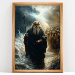 Moses Parting the Red Sea, Christian Art, Religious Wall Decor, Faith-Based Home Artwork, Printable, Christian Art | DIGITAL DOWNLOAD #274