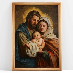 Holy Family | Image of The Holy Family | Oil Painting, Catholic Printable | Catholic Art | DIGITAL DOWNLOAD #50