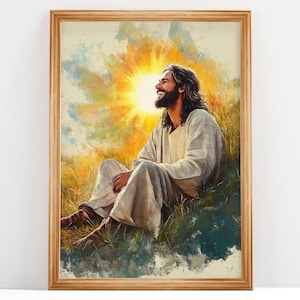 Sun and Smiles, Modern Christian Art, Jesus Portrait, Jesus Art, LDS Wall Art, Bible Printable, Christian Printable,DIGITAL DOWNLOAD #152