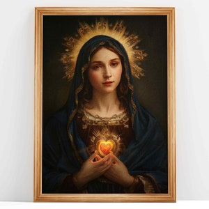 Immaculate Heart of Mother Mary | Catholic Wall Art | Mother Mary Painting | Lady of Grace | DIGITAL DOWNLOAD #23