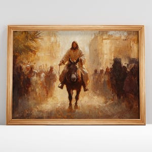 Triumphal Entry into Jerusalem, Palm Sunday Painting, Bible Story Painting, Christian Wall Decor, Jesus Painting, Religious Art #271