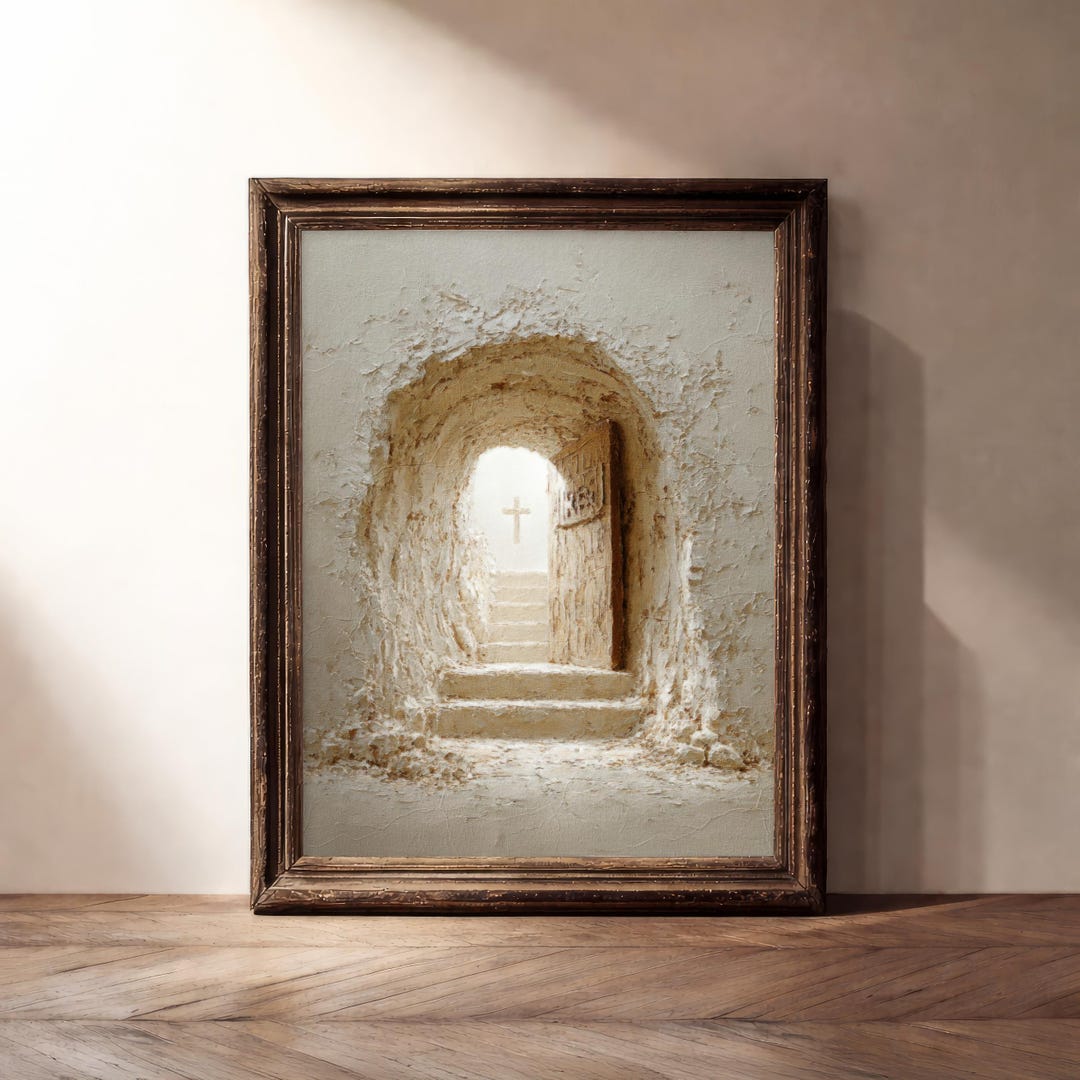 Empty Tomb Wall Art, Christian Neutral Decor, Resurrection Jesus Canvas ...
