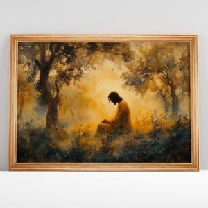 Jesus Praying in the Garden of Gethsemane, Jesus Oil Painting, Bible Verse Wall Art, Jesus Portrait, Christian Art | DIGITAL DOWNLOAD #279