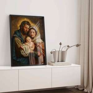 Holy Family Oil Painting Art Print: Catholic Home Decor (digital ...