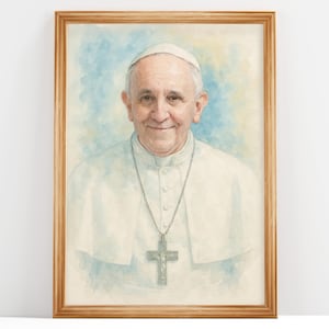 Pope Francis Portrait, Catholic Wall Art, Religious Home Decor, Vatican Artwork, Holy Father Faith Gift, Christian Art,DIGITAL DOWNLOAD #290