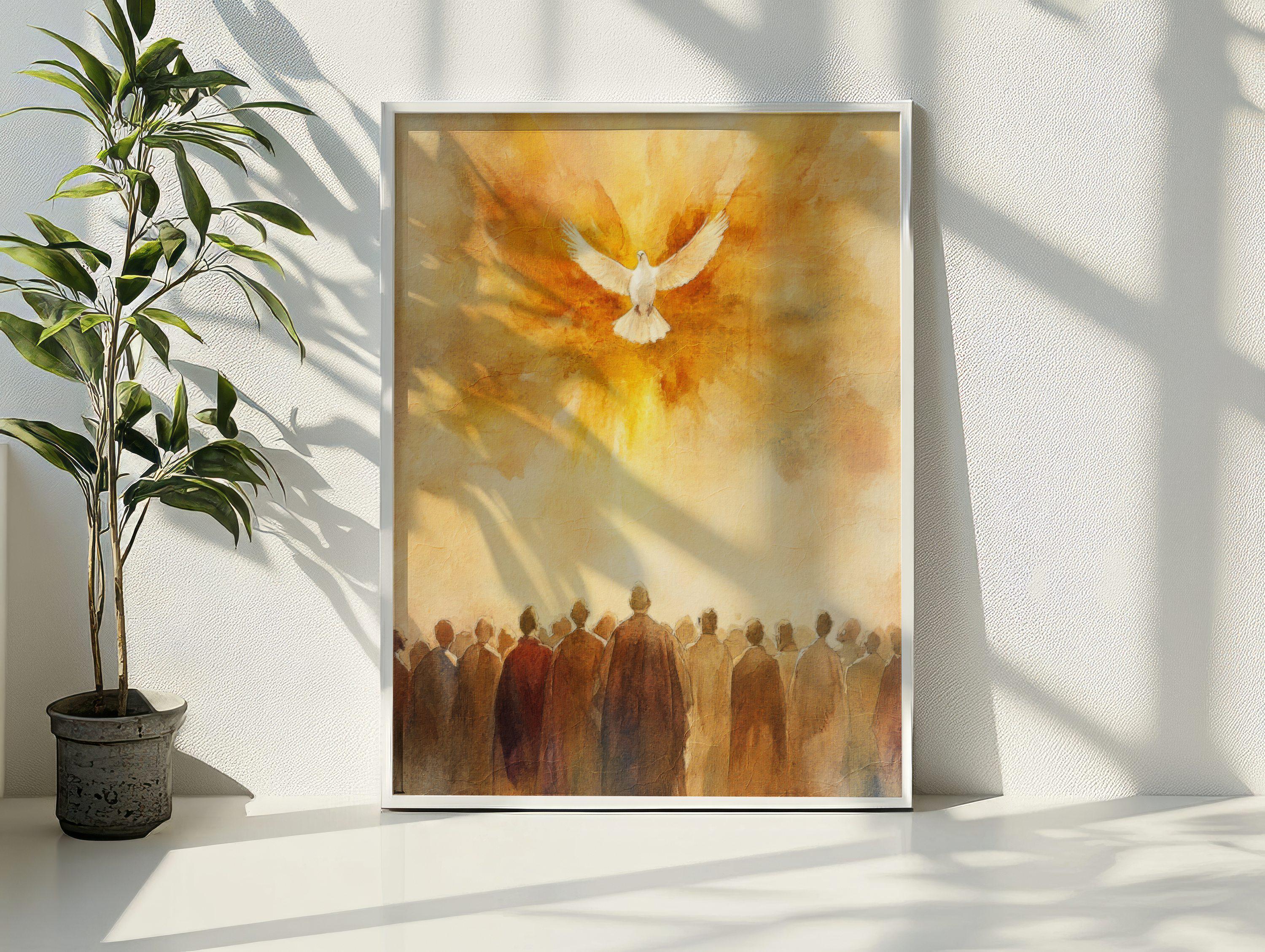 Holy Spirit Watercolor Print: Pentecost Christian Wall Art (digital ...