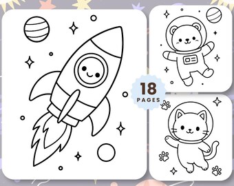 Livre de coloriage sur l'espace | Fusées, planètes, extraterrestres et astronautes