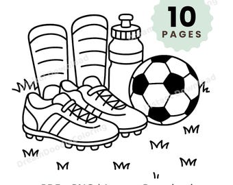 Soccer Coloring Book Printable PDF, Kids Sports Coloring Pages, Soccer Activity Sheets, Football Digital Download for Boys Girls