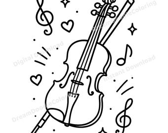Music Instruments Coloring Book for Kids, Printable PDF PNG Activity Pages
