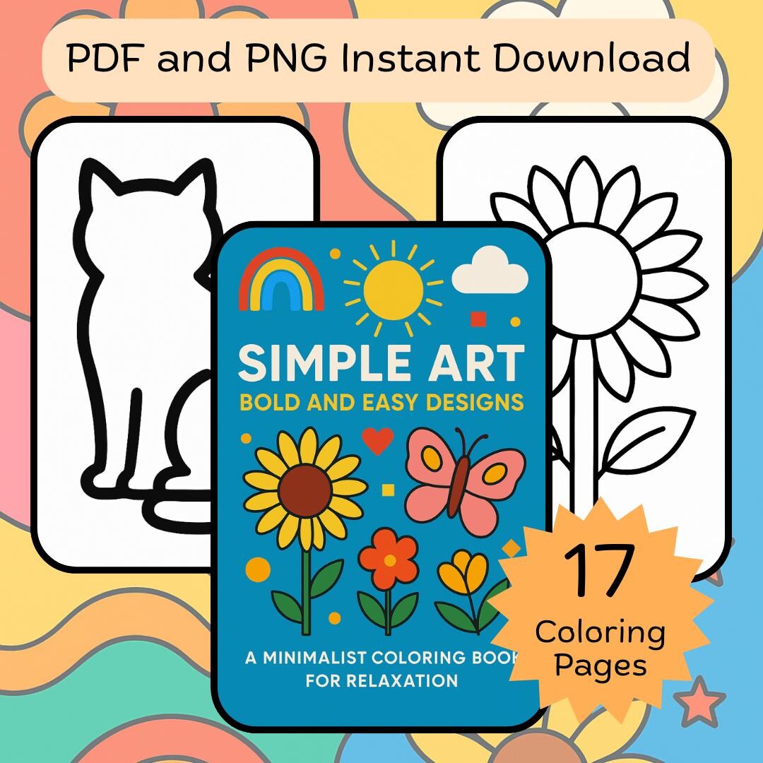 Minimalist Coloring Book | Bold and Easy Designs, Stress Relief (PDF ...