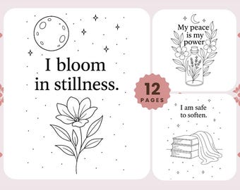 Positive Affirmations Coloring Pages, Printable Self Care Coloring Book, Self Love Coloring Sheets, PDF & PNG, Digital Download