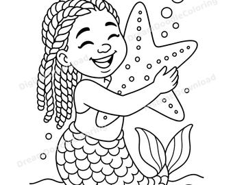 Mermaids Under the Sea Coloring Book Printable PDF PNG | Magical Mermaid Coloring Pages for Kids & Adults | Ocean Fantasy Download