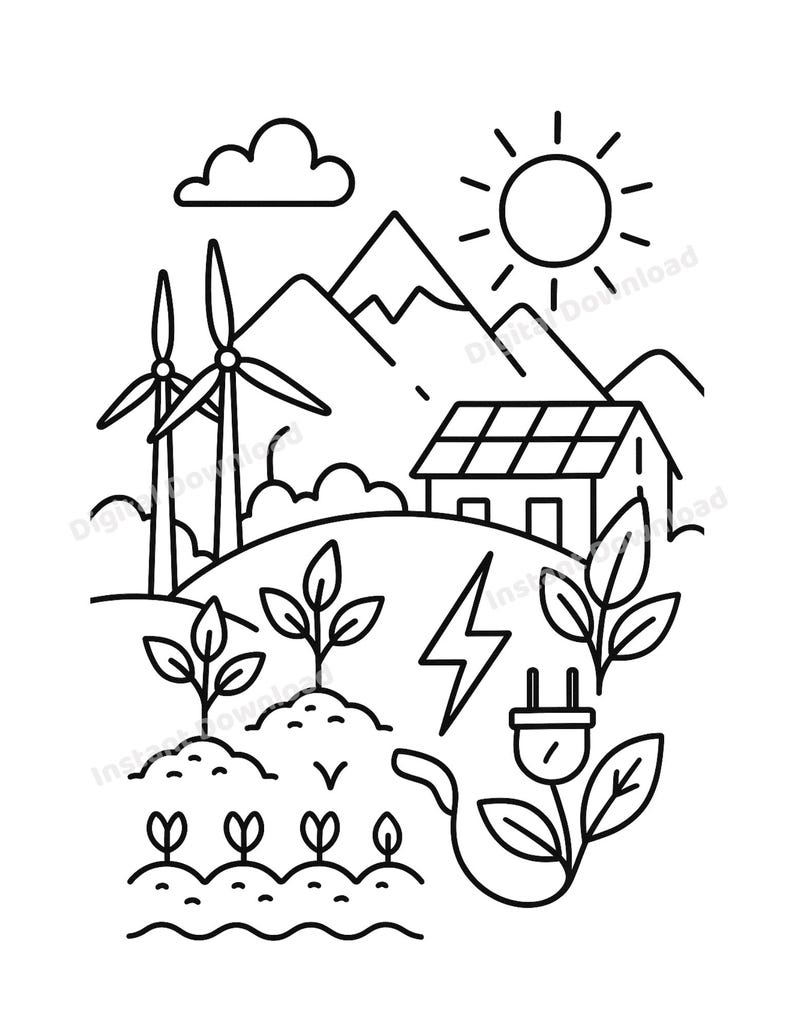 Earth Day Coloring Book Printable PDF PNG | Eco Kids & Adults Coloring ...