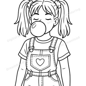 Throwback Girly Coloring Book Printable PDF, 90s Nostalgia Coloring Pages, Retro Girl Activity, Cozy Digital Coloring Book